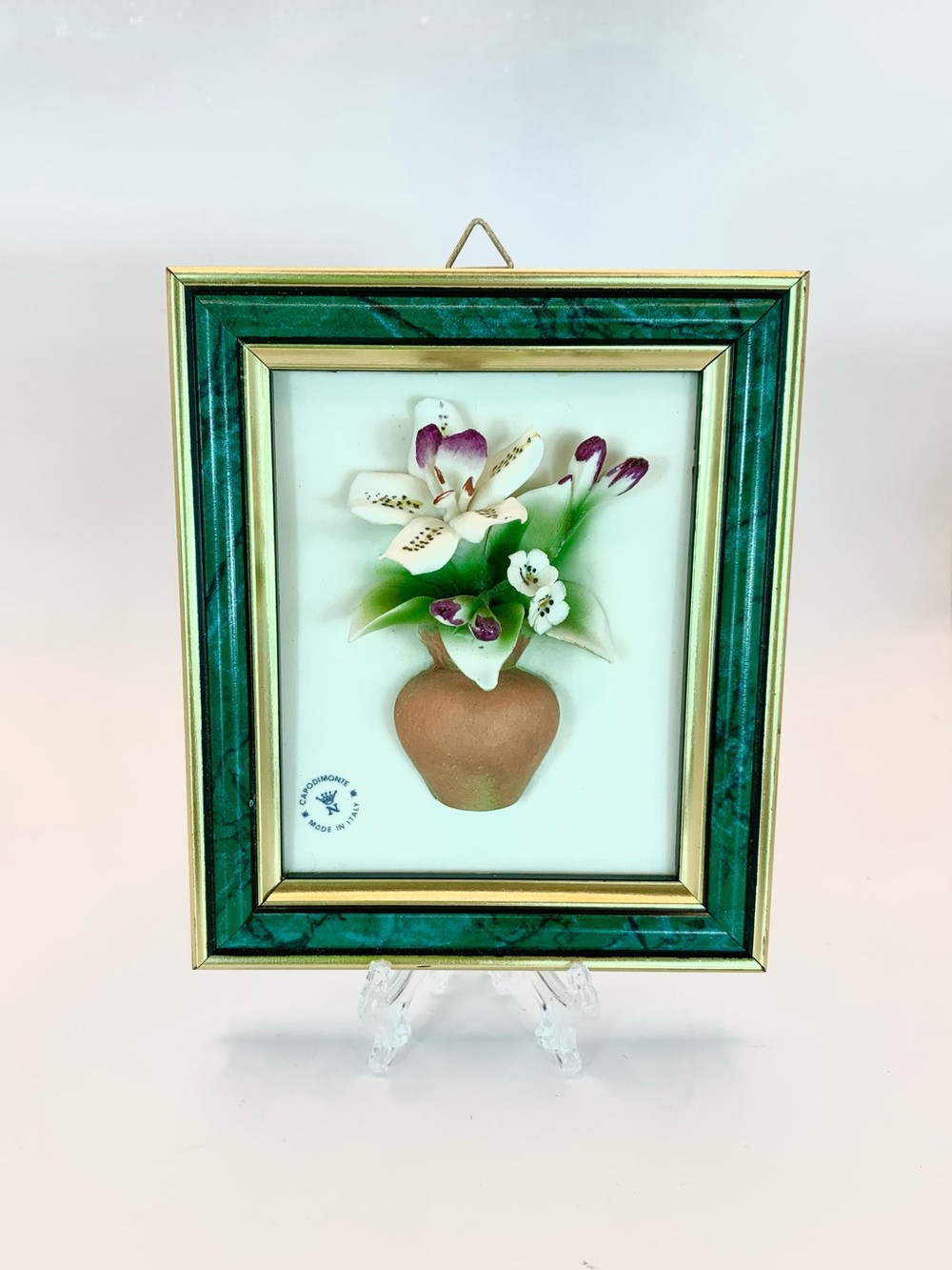 Capodimonte 3D Porcelain Floral Framed Art - Made in Italy - Vintage